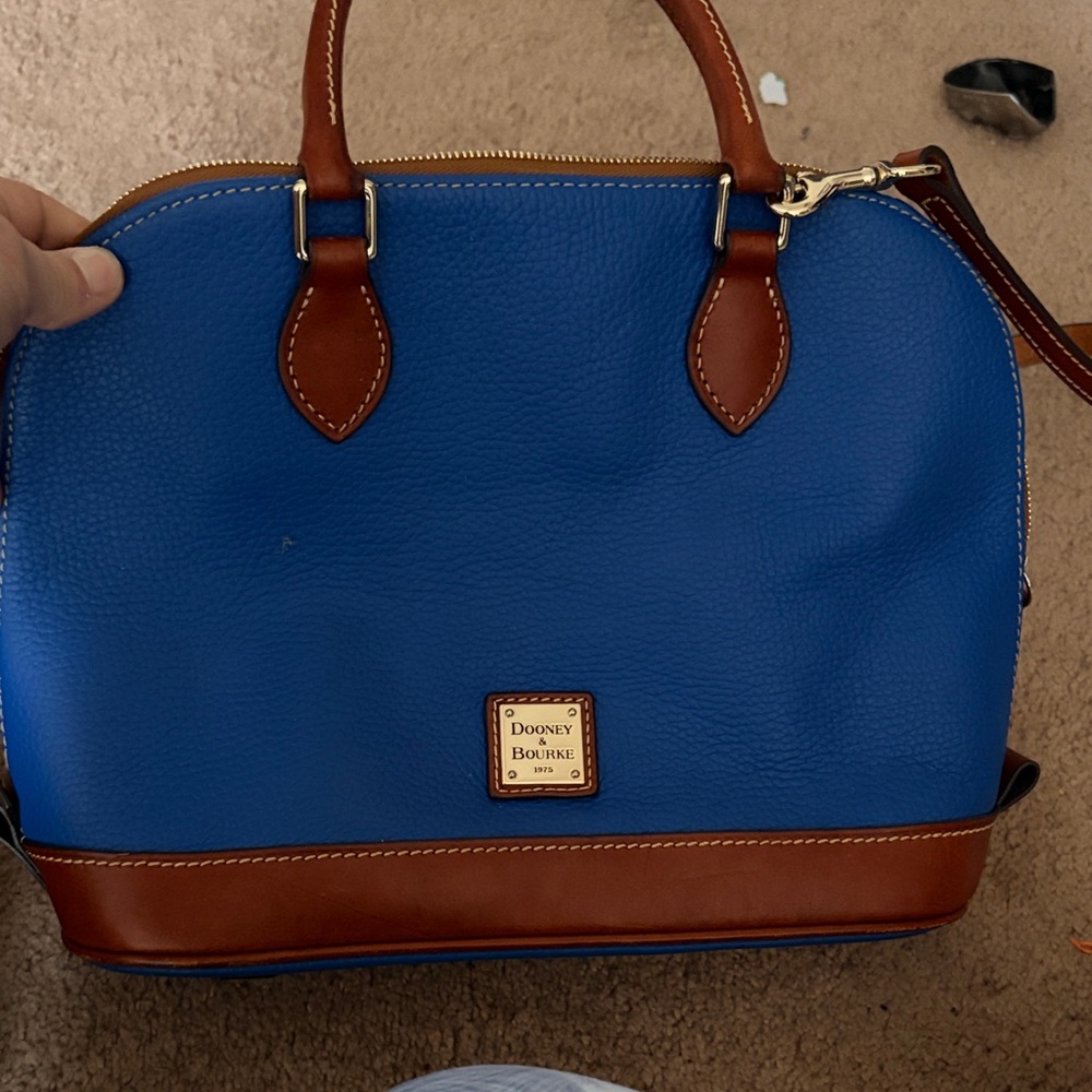 Dooney & Bourke Royal Blue and Tan Satchel